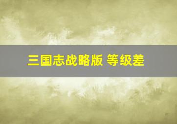 三国志战略版 等级差